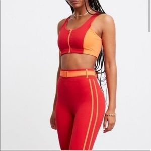 Bandier x Solid & Striped High Tide Zip Front Bra in bright red/coral rose